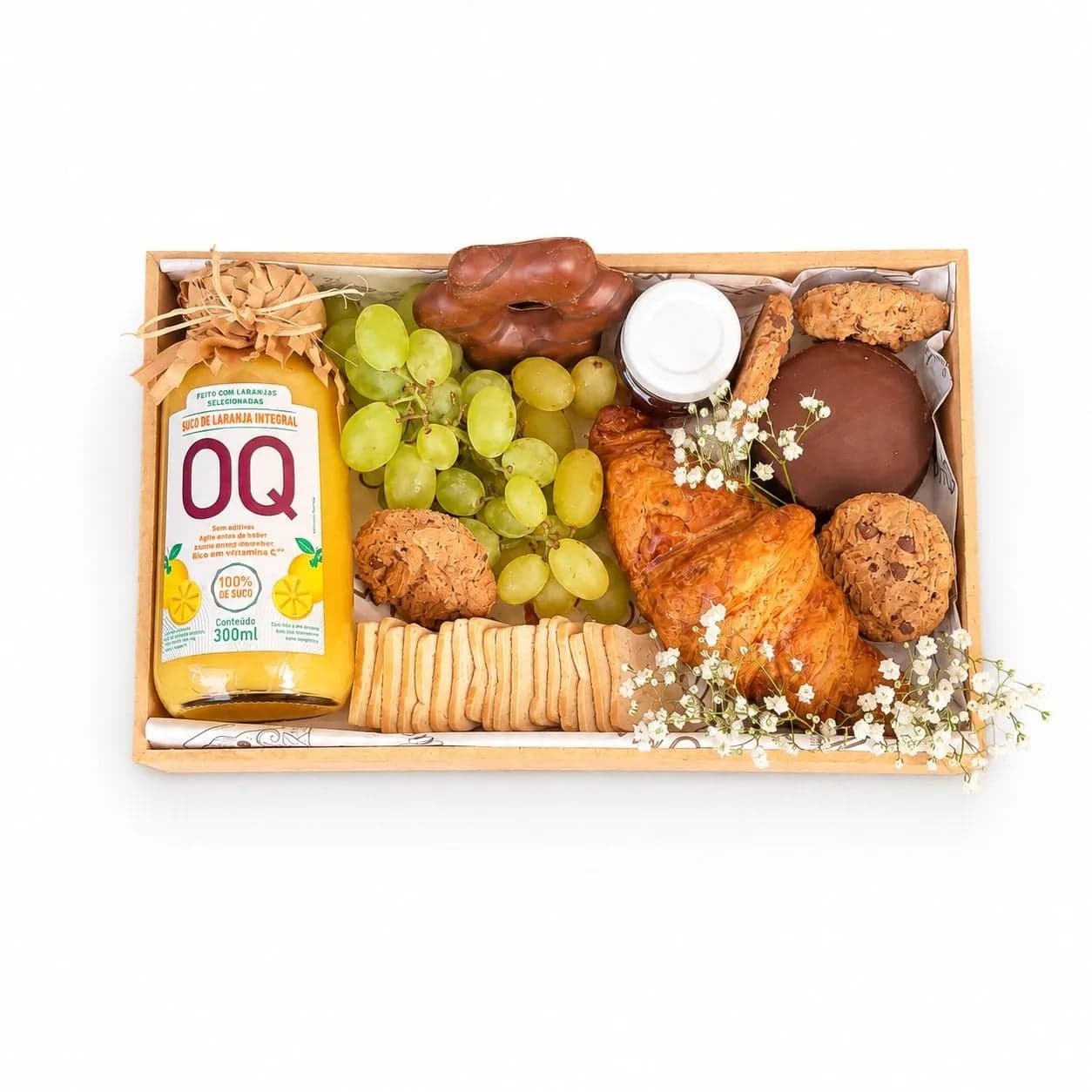 Mini Bandeja Café da Manhã e Tarde – Fruta, Croissant e Chocolates