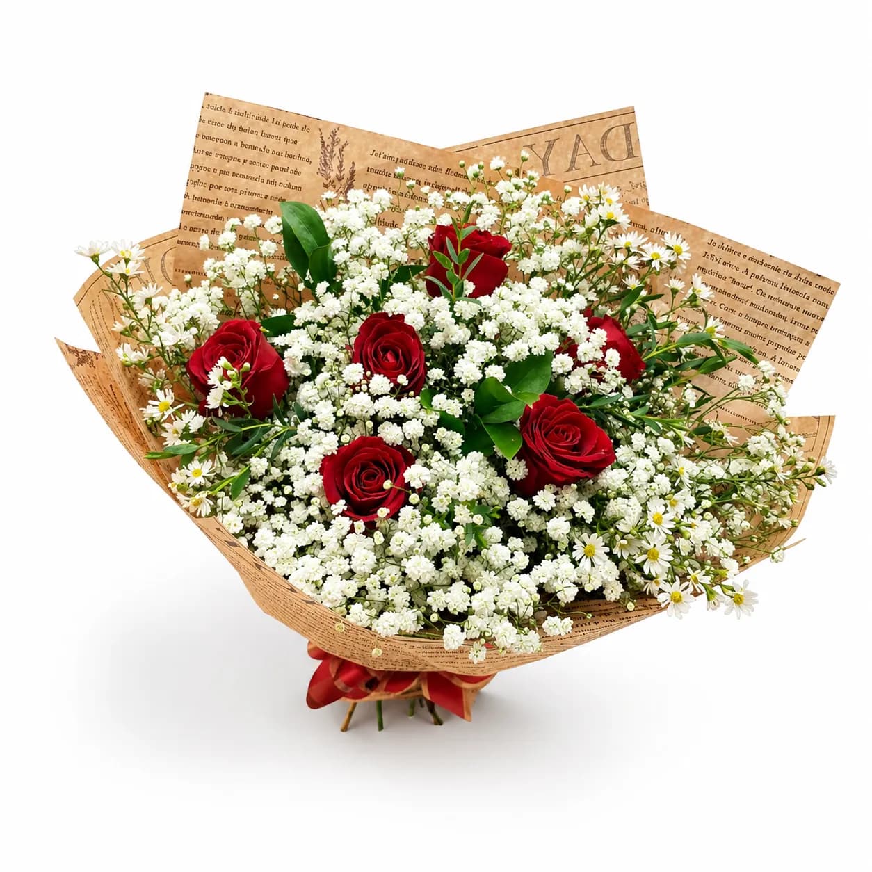 Buquê de 6 Rosas Vermelhas Nacionais