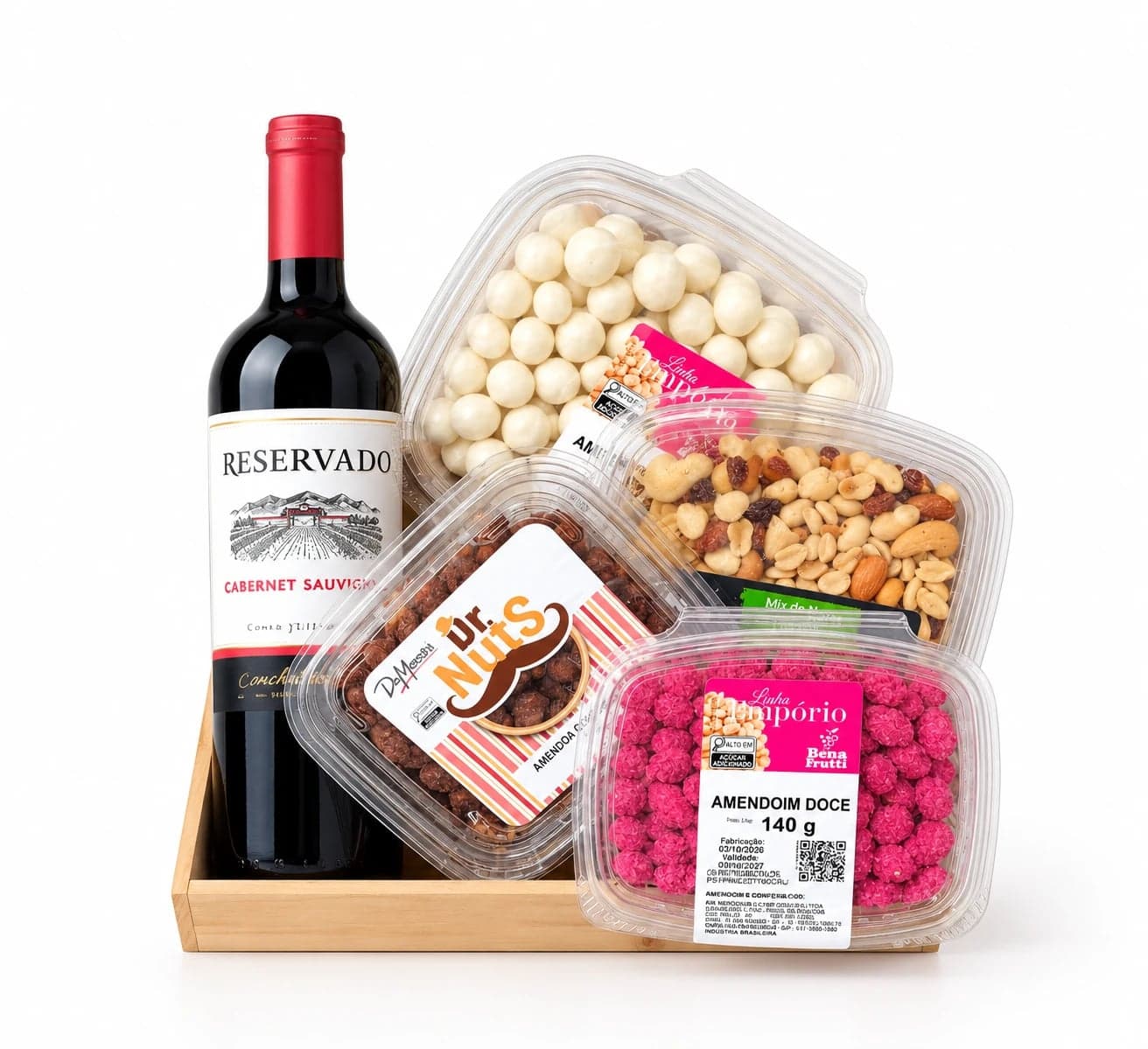 Bandeja de Vinho com Amendoim, Ovinhos e Mix de Castanhas