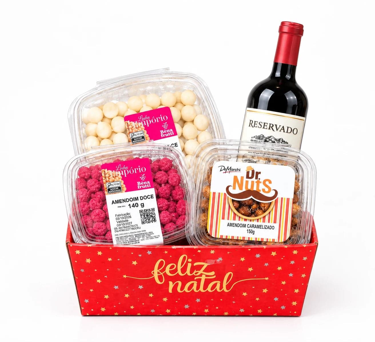 Cesta de Natal com Petiscos e Vinho
